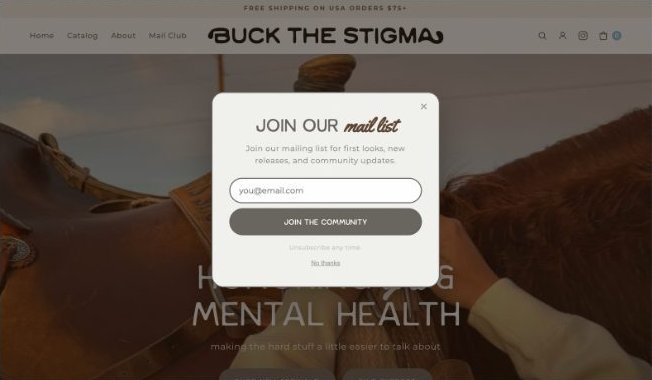 Email signup popup on a Shopify store built by Dig1t