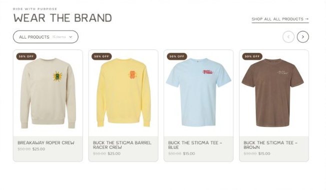 Buck the Stigma product grid